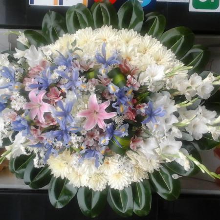 Corona moña al medio tonos lilas